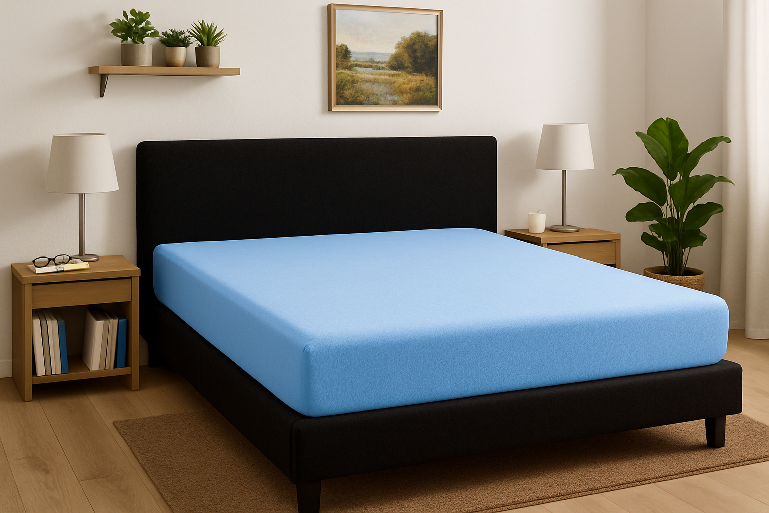 Prześcieradło z gumką 180x200 cm Niebieski Frotte Famitex